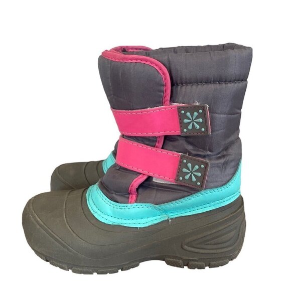 Wonder Nation Snow Boot Youth 13 Gray Pink Blue Winter Outdoor Insulated - Picture 1 of 10